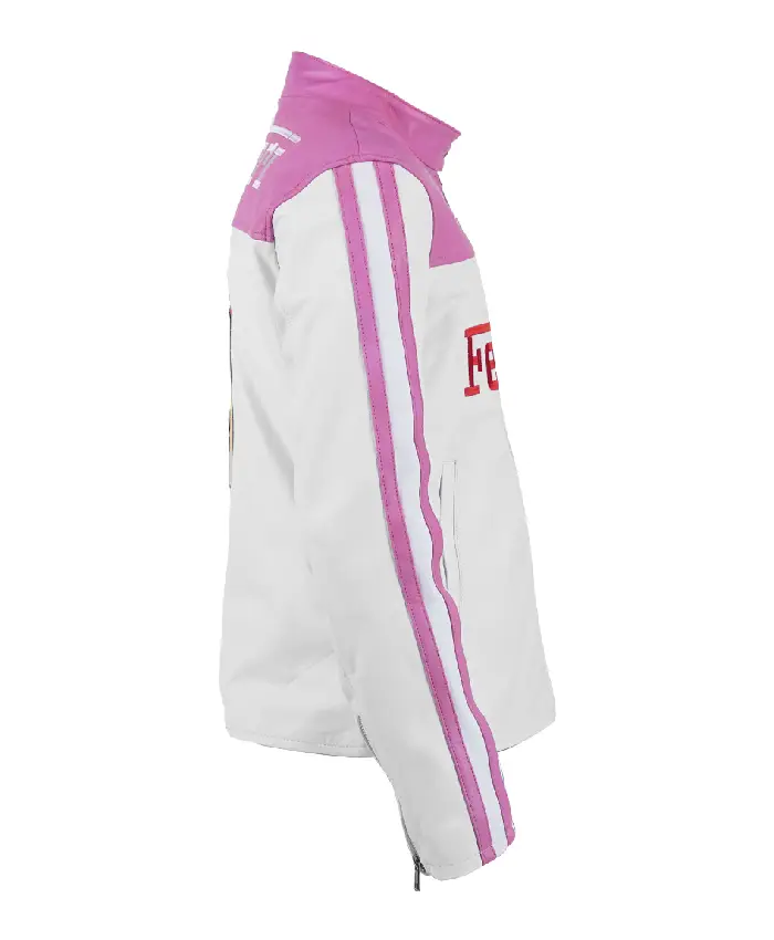 Ladies Ferrari Pink Leather Jacket
