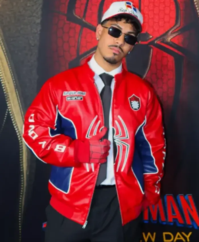 Spider-Man Brand New Day Premiere 2026 Cristian Andres Leather Moto Jacket Front