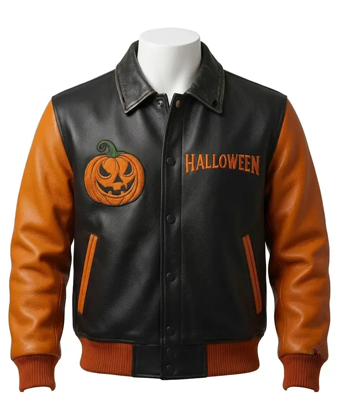 Spooky Pumpkin Patch Halloween Varsity Jacket