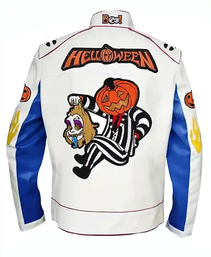 Spooky Trick Or Treat Racer Leather Jacket Back