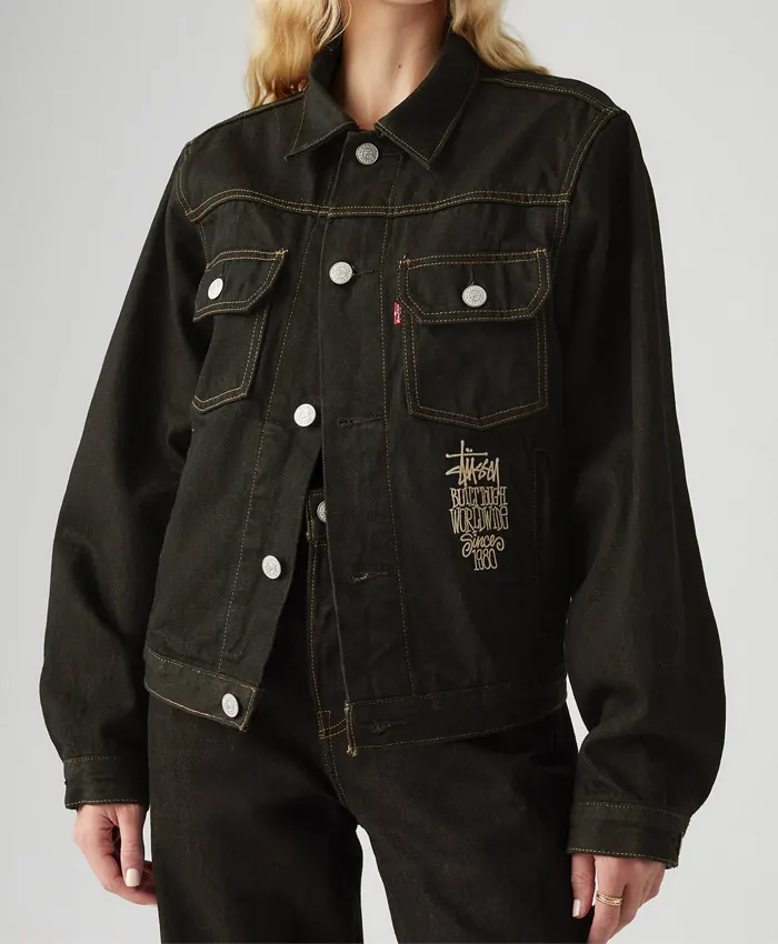Stussy-Levis-Crispy-Rinse-Denim-Trucker-Jacket-Black