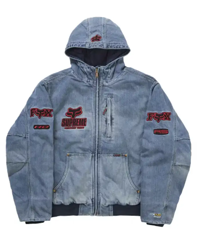 Supreme Fox Racing Denim Hooded Work Jacket