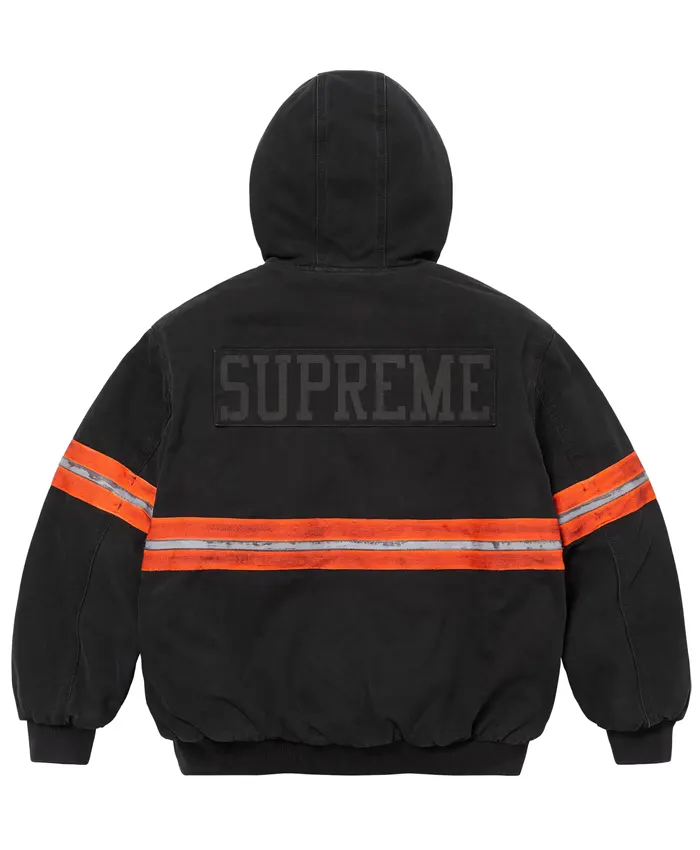 Supreme-Reflective-Stripe-Hooded-Work-Jacket-Black