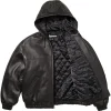 Supreme-Studded-Black-Leather-Bomber-Jacket-With-Hood