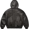 Supreme-Studded-Hooded-Black-Leather-Bomber-Jacket-Back-View