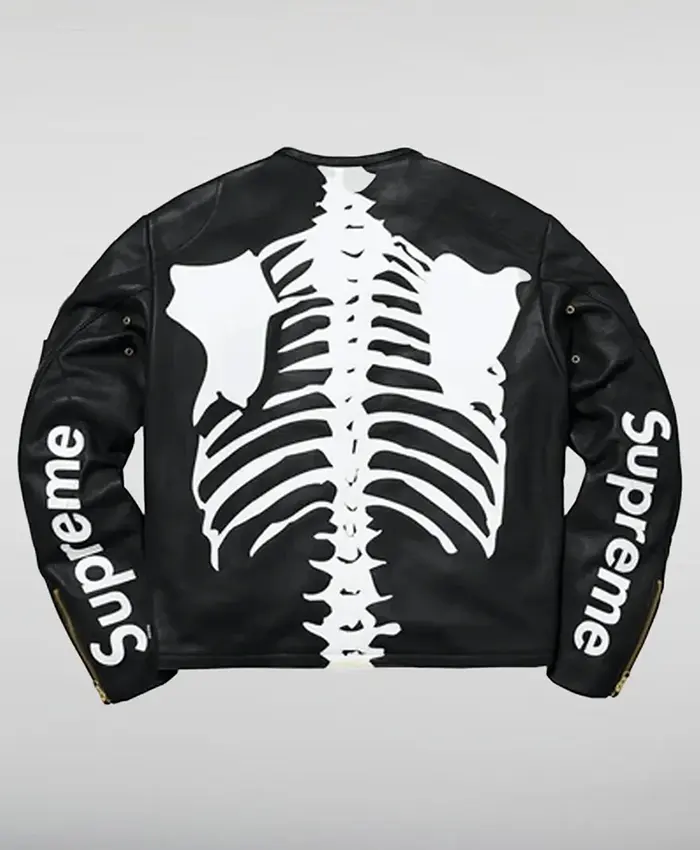 Supreme X Vanson Leather Bones Jacket Black Back