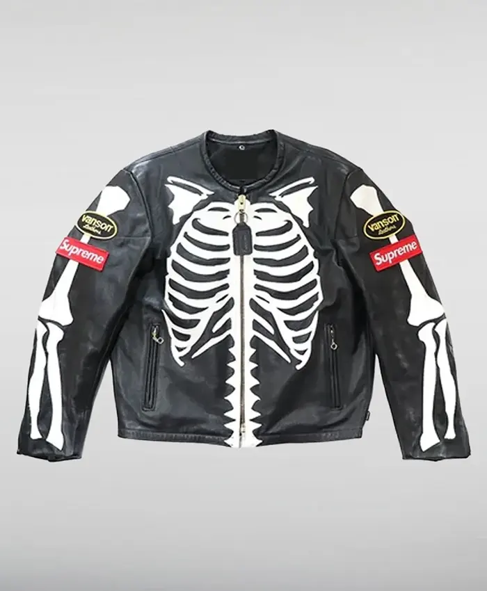 Supreme X Vanson Leather Bones Jacket Black