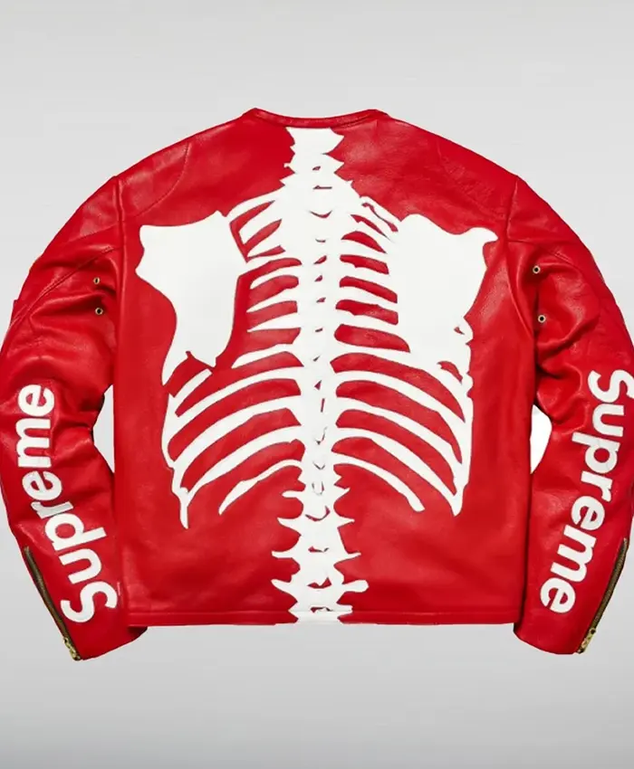 Supreme X Vanson Leather Bones Jacket Red Back