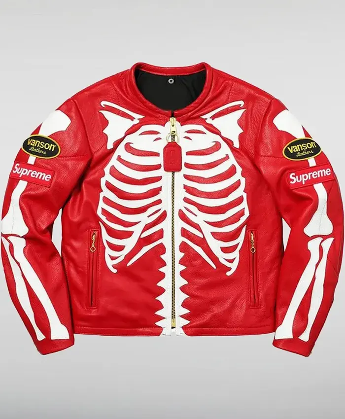 Supreme X Vanson Leather Bones Jacket Red
