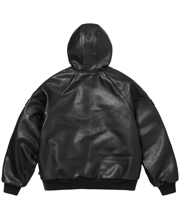 Supreme X Vanson Leathers Hooded Work Jacket Black Back