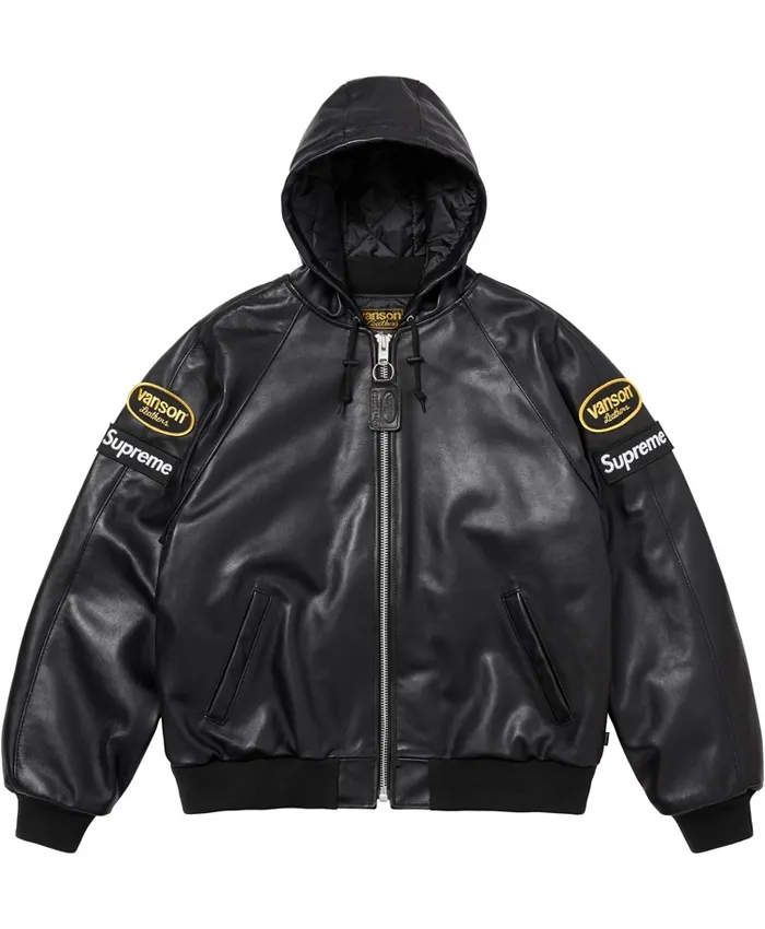 Supreme X Vanson Leathers Hooded Work Jacket Black