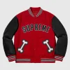Supreme x Bone Letterman Varsity Jacket Red