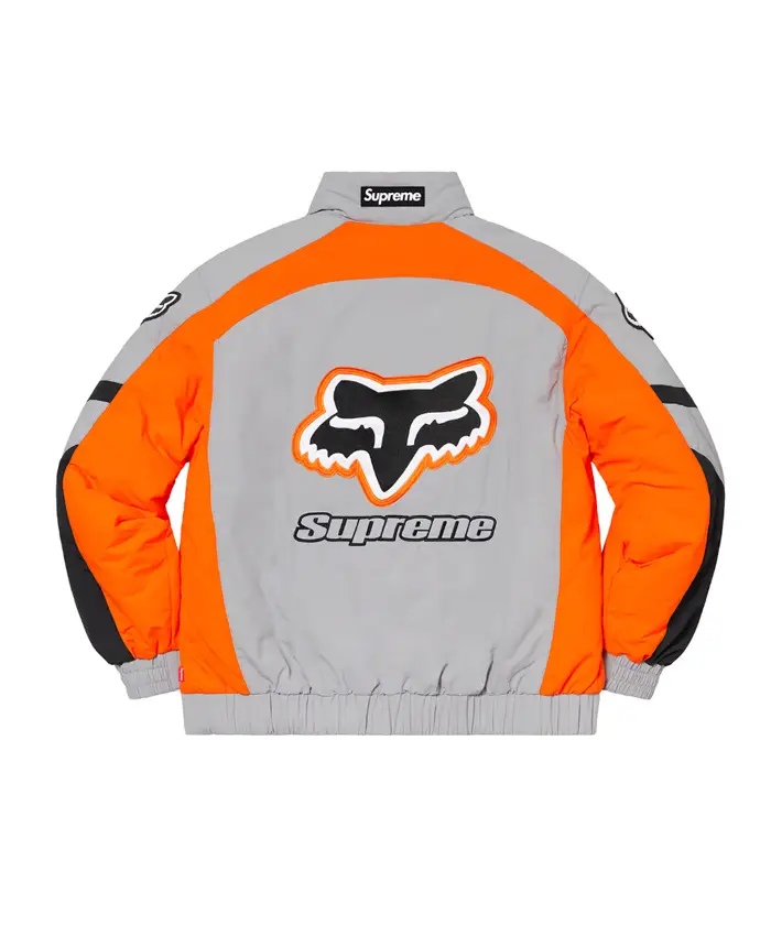Supreme x Fox Racing Puffy Jacket Grey Back