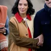 TV-Series In The City 2026 Danielle Olivera Red Collar Color Block Coat