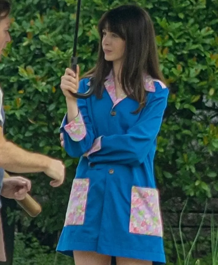 The End of Oak Street 2026 Anne Hathaway Blue Floral Coat