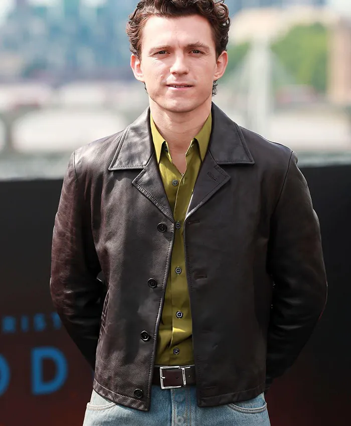 The Odyssey Promotion 2026 Tom Holland Leather Jacket