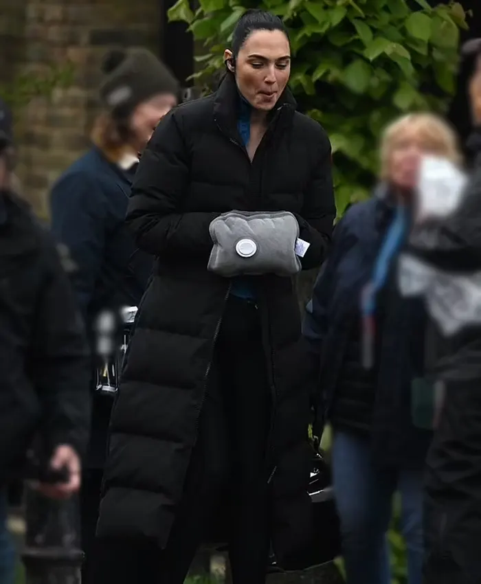 The Runner 2026 Gal Gadot Black Puffer Coat