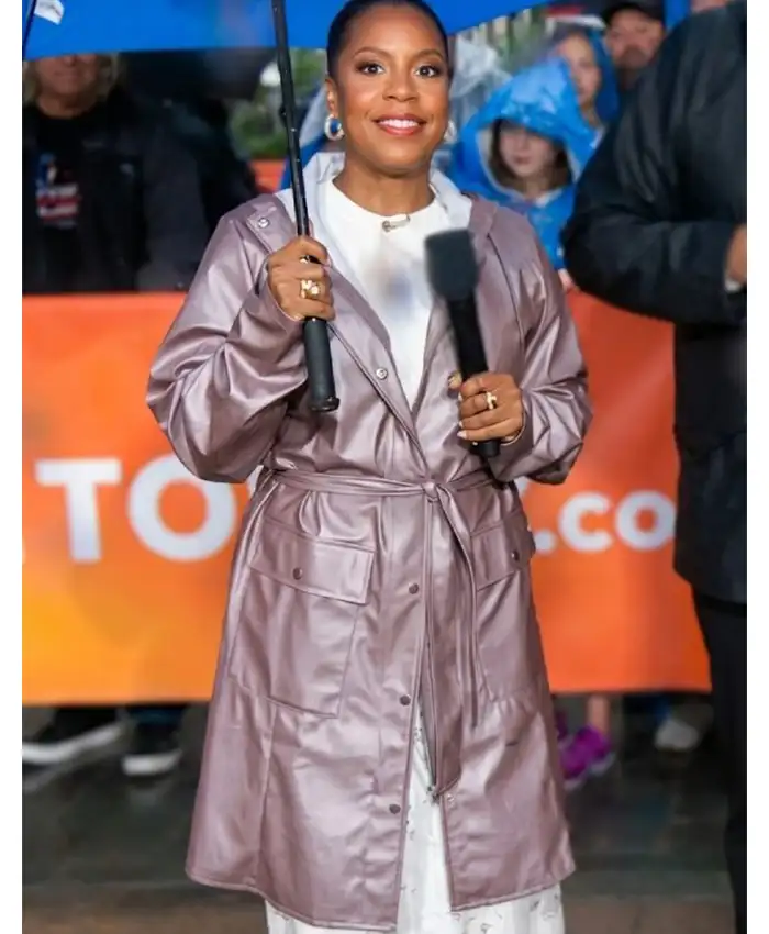The Today Show Sheinelle Jones Purple Raincoat