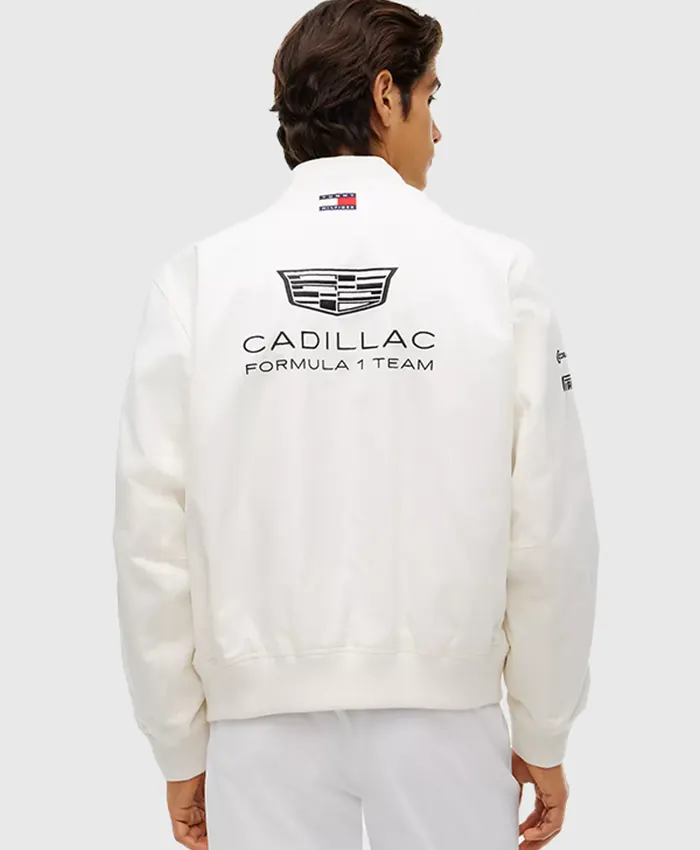 Tommy Hilfiger x Cadillac F1 Team White Bomber Jacket Back