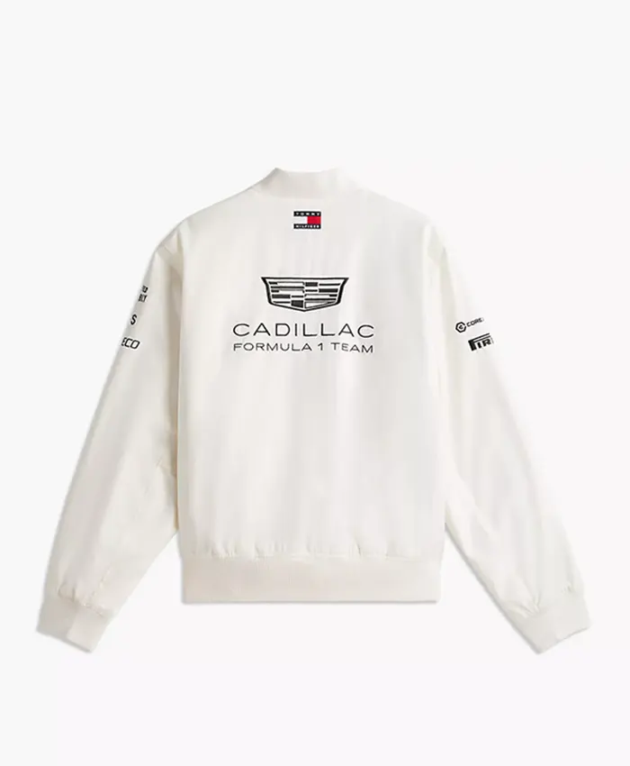 Tommy Hilfiger x Cadillac F1 Team White Bomber Jacket For Sale