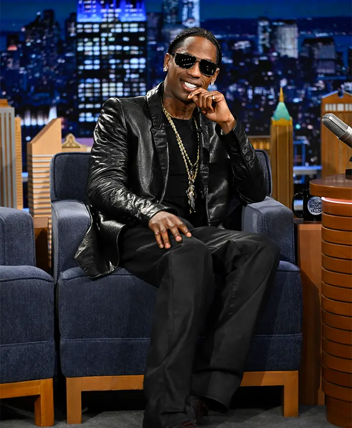 Travis Scott The Tonight Show 2026 Leather Blazer