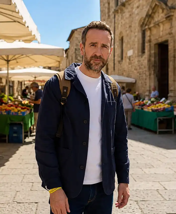 Trying S05 Rafe Spall Blue Jacket