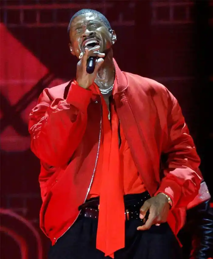 Usher The R and B Tour 2026 Oversized Red Bomber Jacket On Sale