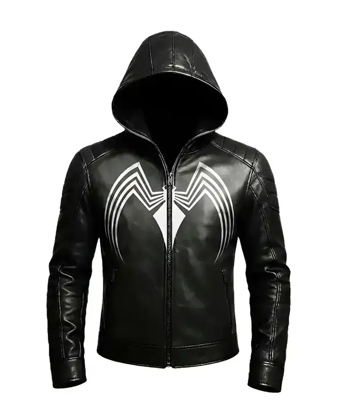 Venom Hooded Black Leather Jacket
