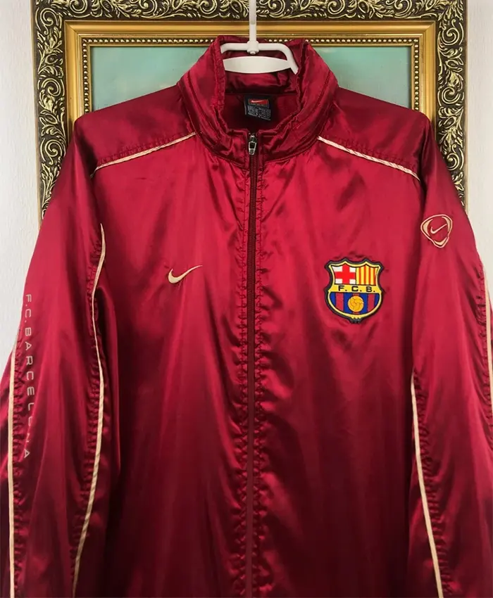 Vintage 90’s Nike Barcelona Soccer Maroon Jacket