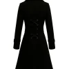 Women Gothic Pumpkin Black Wool Coat Back