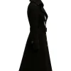 Women Gothic Pumpkin Black Wool Coat Side