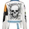 Women's Gothic Printed Patches Multicolor Leather Jacket Back