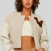 Women’s TW Colorblock Beige and Off-White Varsity Jacket