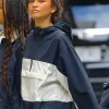 Zendaya Coleman New York City 2026 Blue & White Hooded Jacket