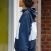 Zendaya Coleman New York City 2026 Hooded Blue & White Jacket
