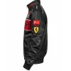 F1-inspired black streetwear jacket with rib-knitted cuffs