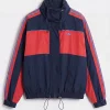adidas x Asos Oversized Track Jacket In Navy Color Block Nylon