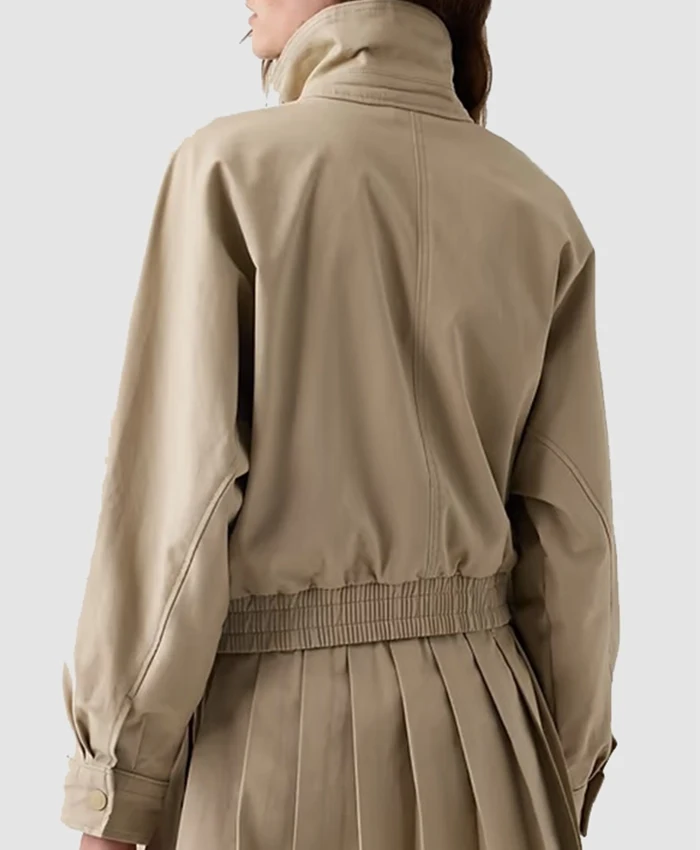 2026 Gap x Malbon Beige Full-Zip Cotton Bomber Twill Jacket Back View