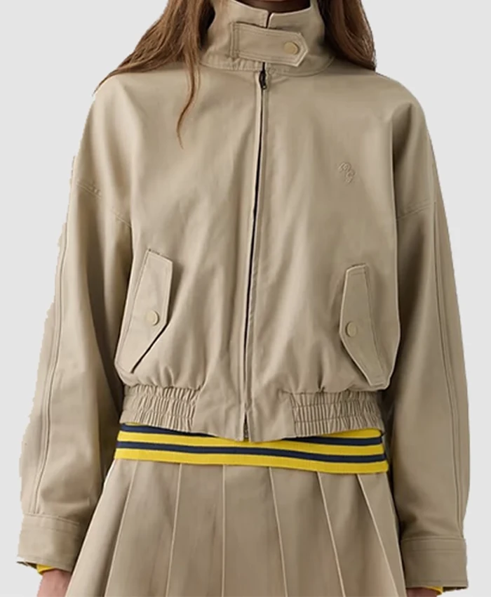2026 Gap x Malbon Beige Full-Zip Cotton Bomber Twill Jacket