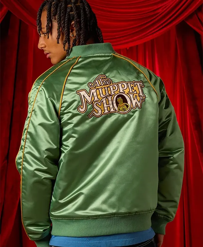 2026 The Muppet Show 50th Anniversary D23 Ultimate Disney Fan Event Green Satin Bomber Jacket