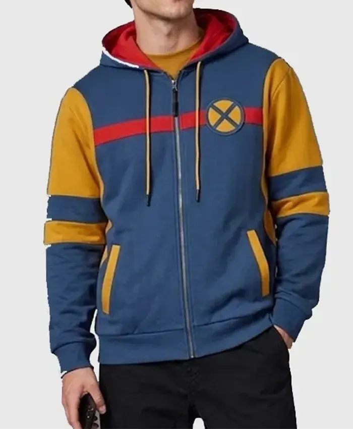 2026 X-Men San Diego Comic-Con Color Block Hooded Zip-Up Fleece Jacket Front