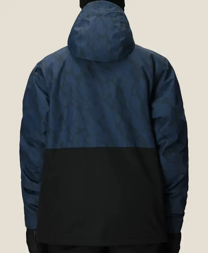 686 Foundation Navy Colorblock Insulated Snowboard Hooded Jacket Back