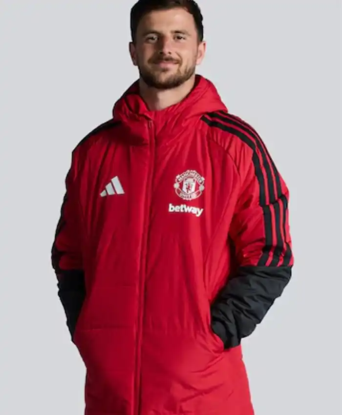 Adidas Manchester United 26 27 Authentic Red Training Tiro Long Coat Front