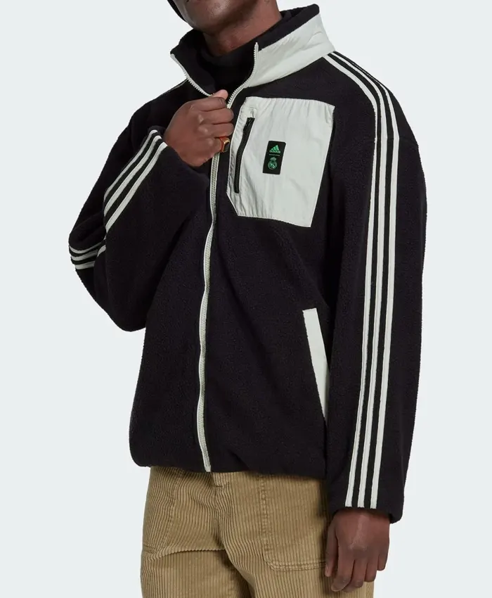 Adidas Men's Real Madrid Lifestyler Black Fleece Zip Jacket