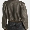 Amber Mozo TV Series Lets Marry Harry 2026 Dark Brown Cropped Leather Jacket Back