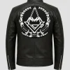Angels And Airways Love Black Leather Jacket Back