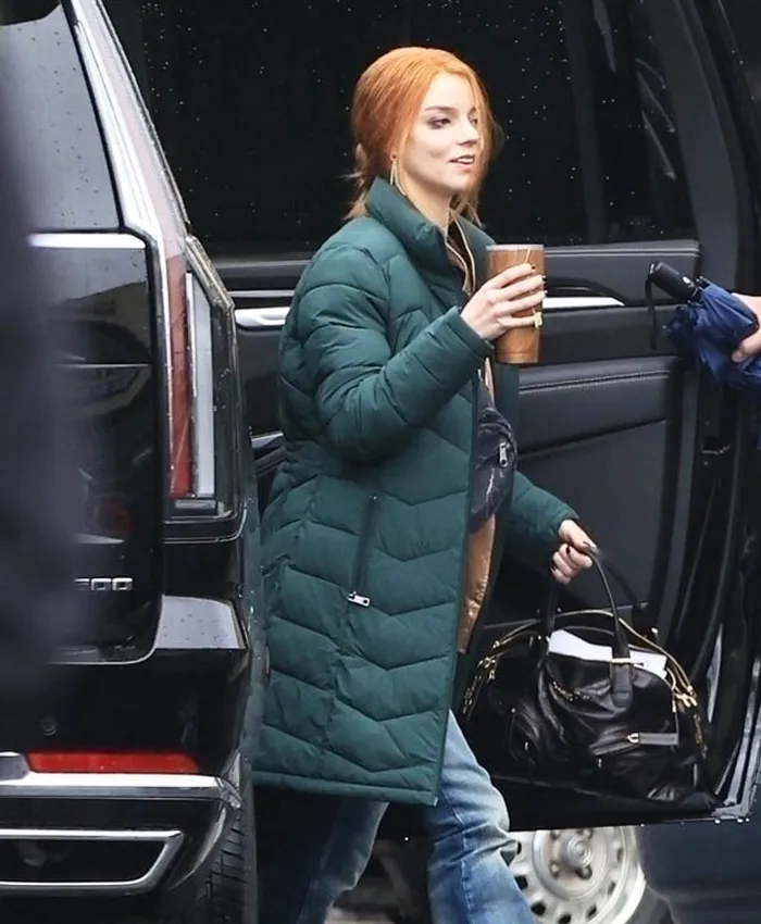 Anya Taylor-Joy TV Series Lucky 2026 Lucky Green Puffer Coat