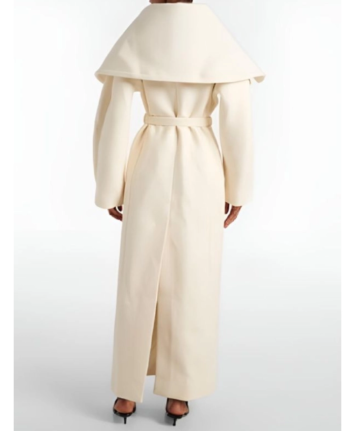Anya Taylor-Joy TV Series Lucky 2026 White Wool Belted Coat Back View