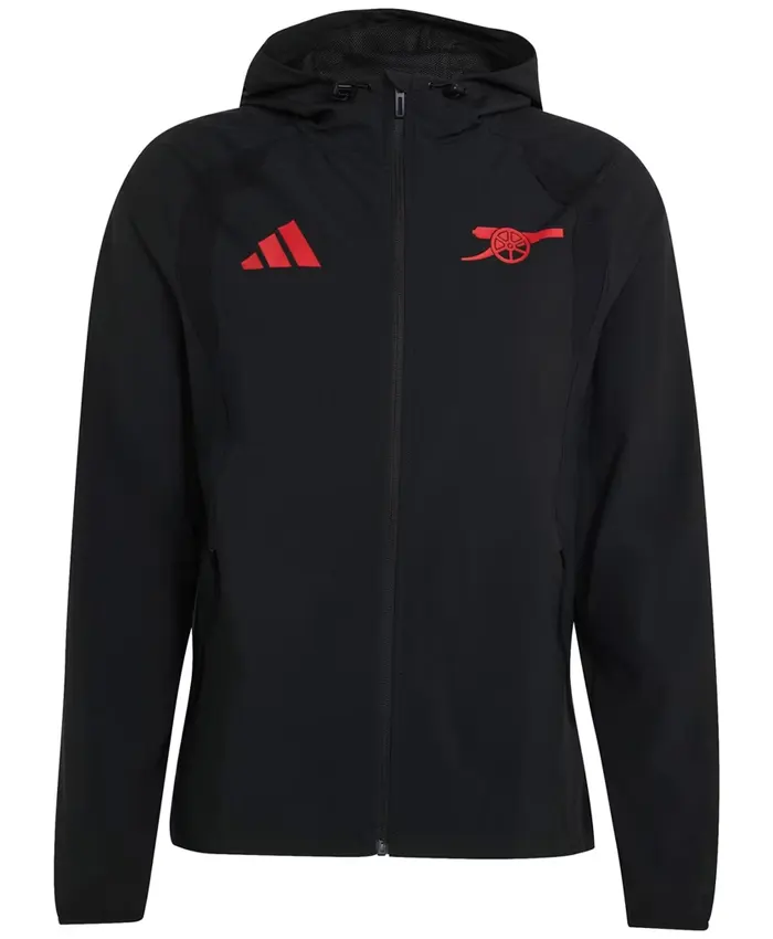 Arsenal adidas Tiro Travel Black Windbreaker Jacket