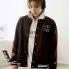 BTS TAEHYUNG x Champion Brown Varsity Jacket